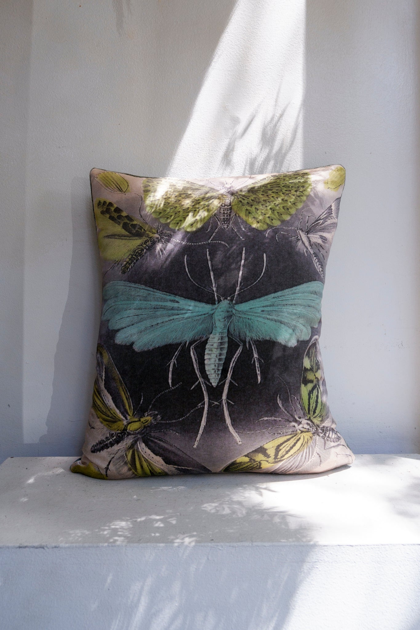 Hoponit Haeckel Moth Collection Green Silk Cushion