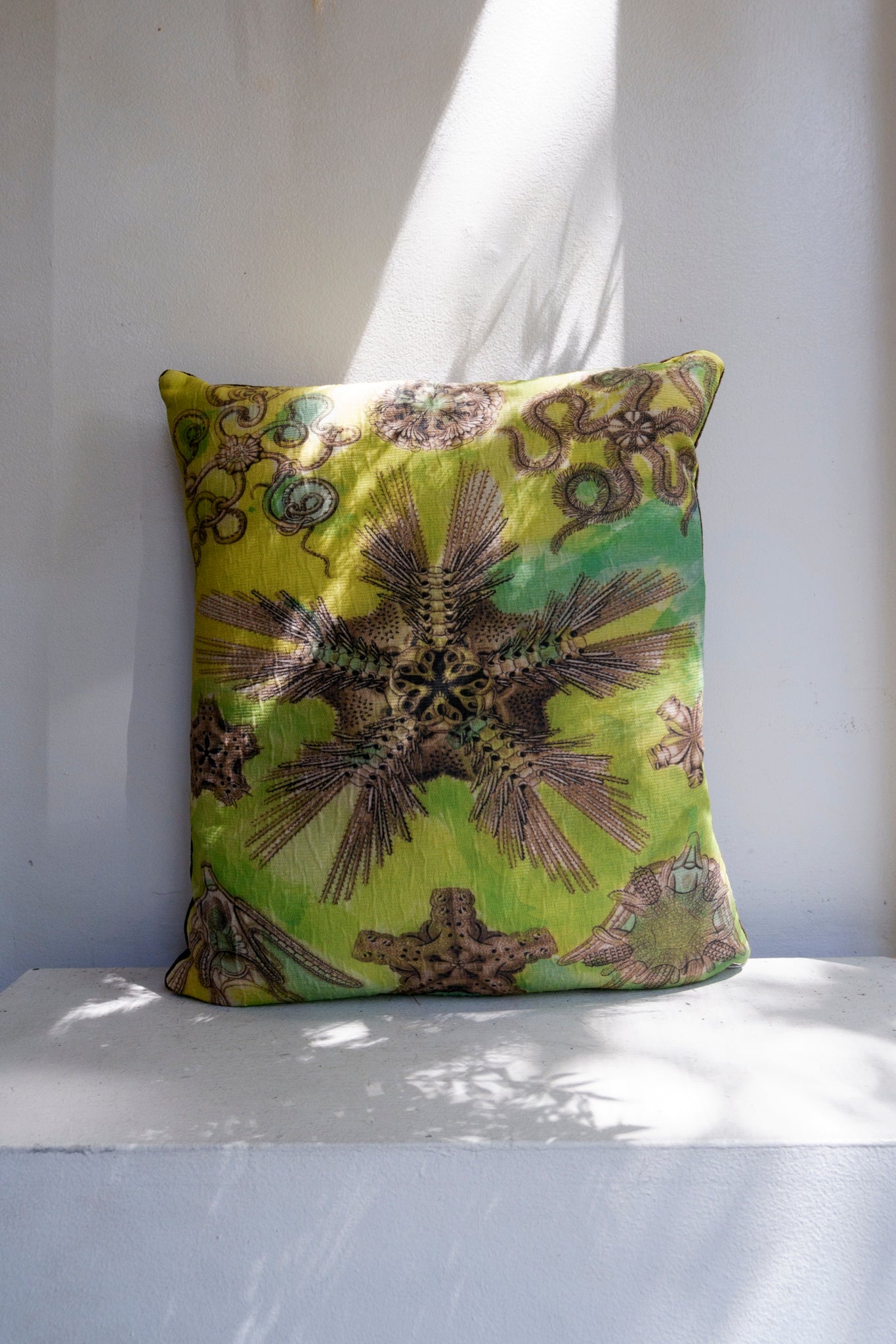 Hoponit Haeckel Tineida Collection Green Sea Cotton Cushion