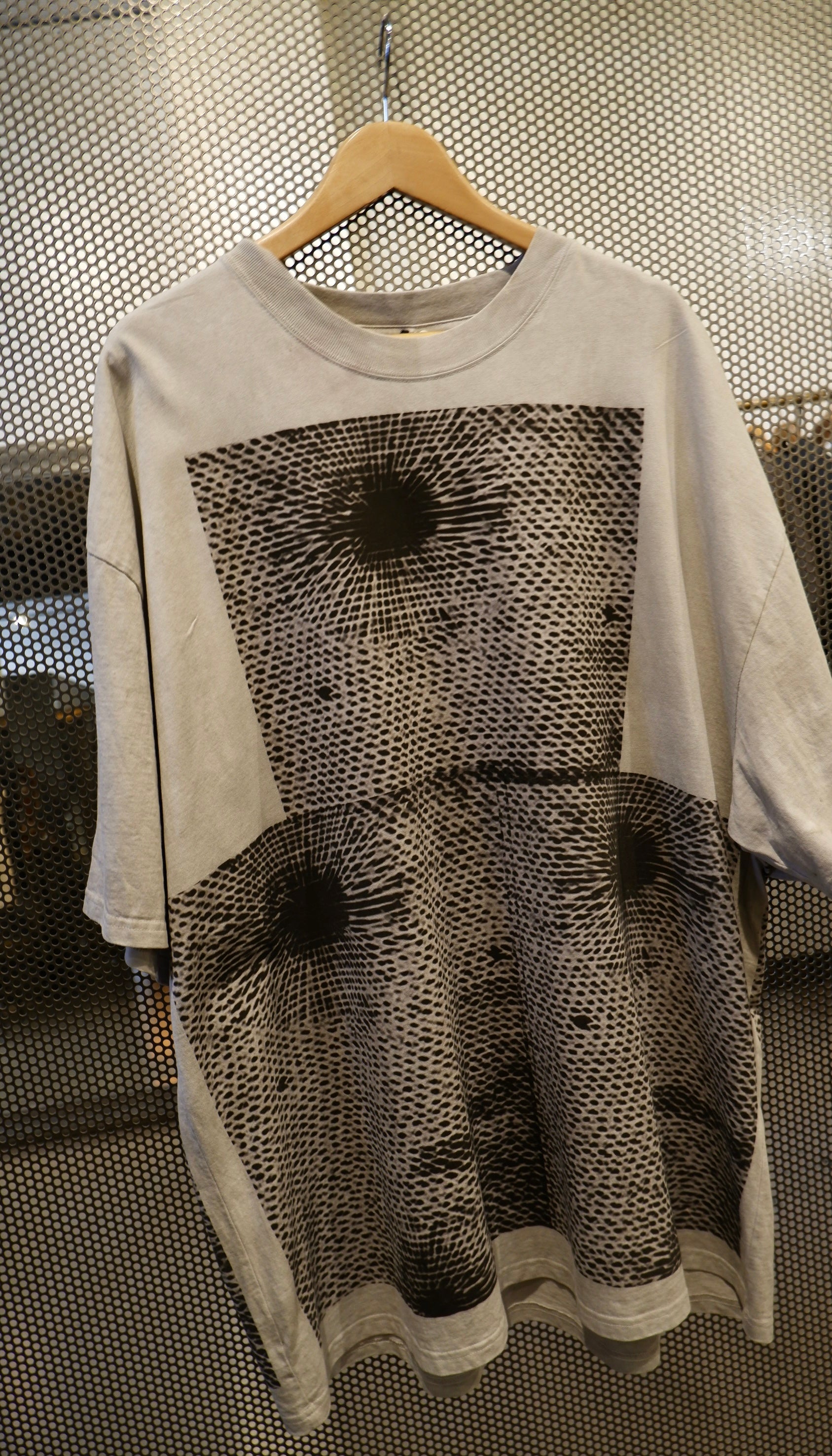 OCTGRDISSB250 Oversized Cotton Tee Grey Distressed Treatment with Star Burst Astrology