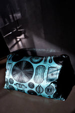 Load image into Gallery viewer, Haeckel Triceratium Silk Cushion Turquoise
