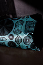 Load image into Gallery viewer, Haeckel Triceratium Silk Cushion Turquoise
