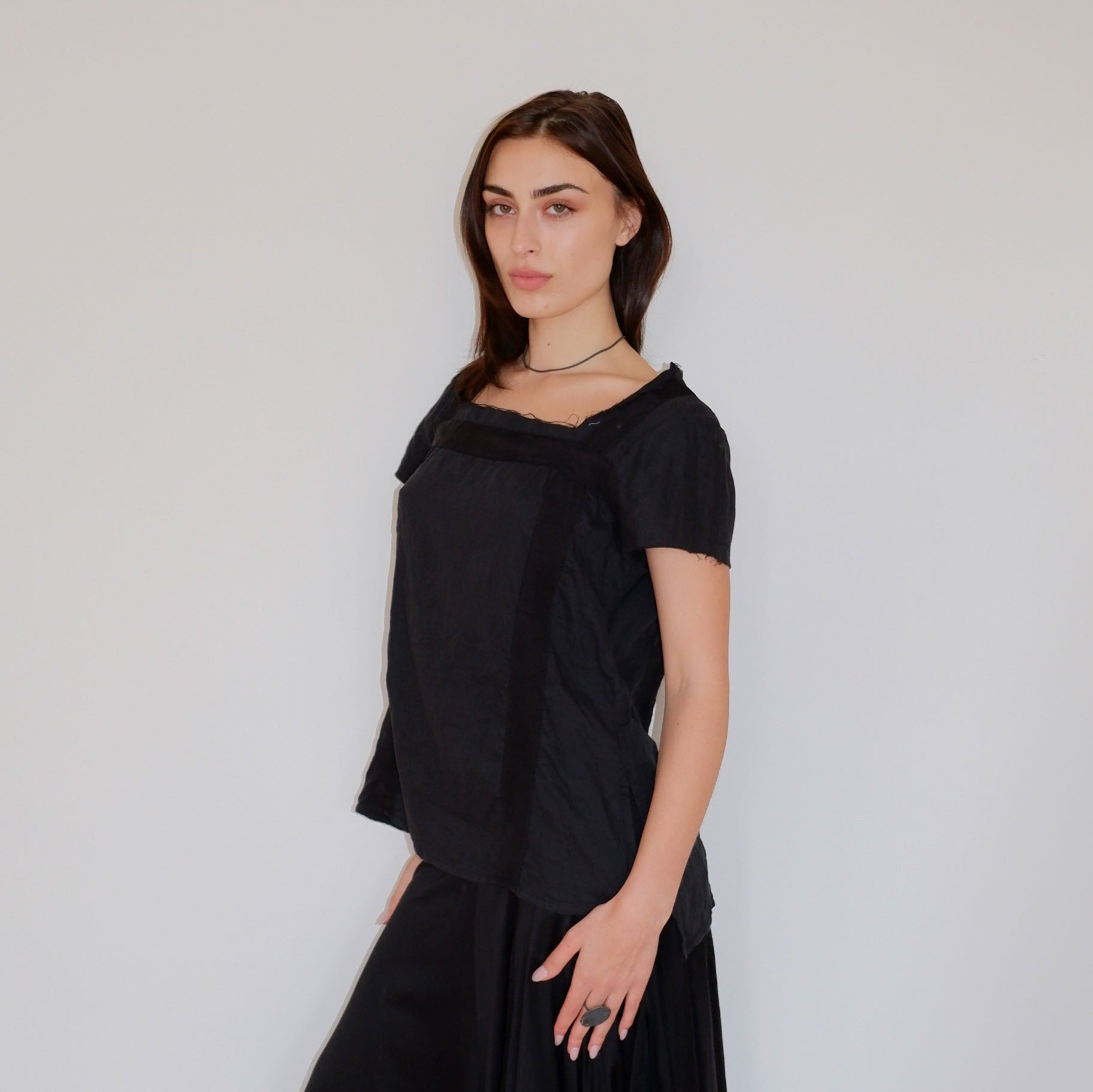 Capped Sleeve Square Neck Top