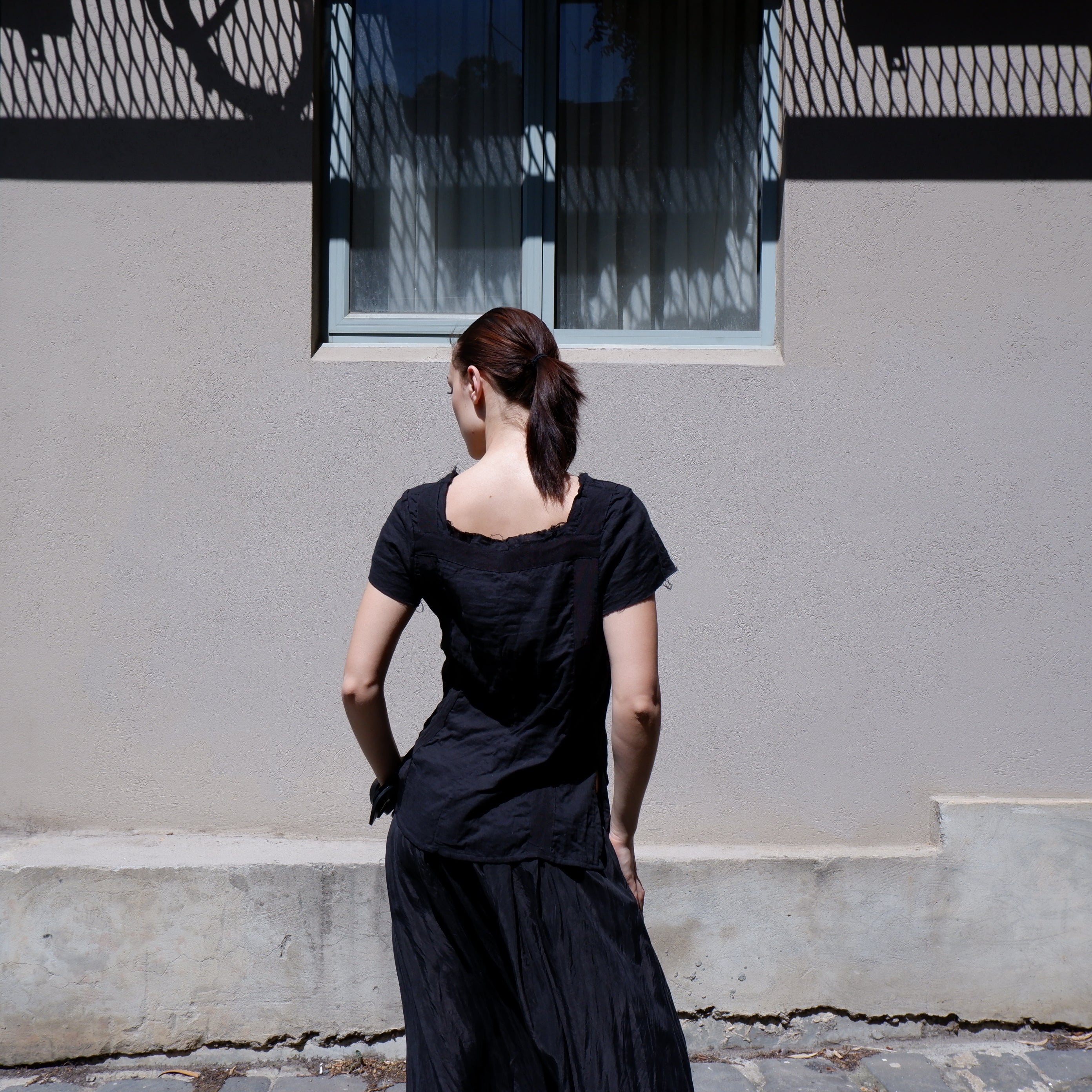Capped Sleeve Square Neck Top