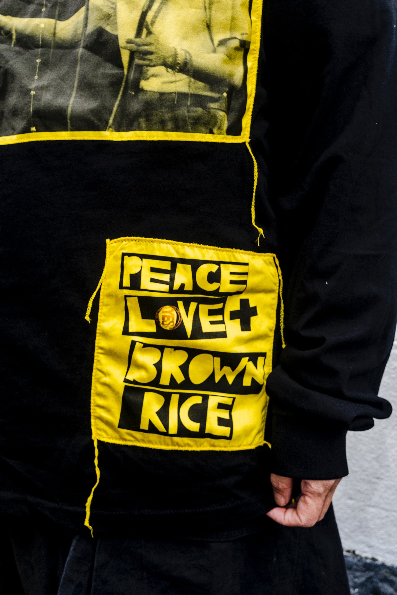 Long Sleeved Black Tee Peace Love and Brown Rice Patti Smith Collection