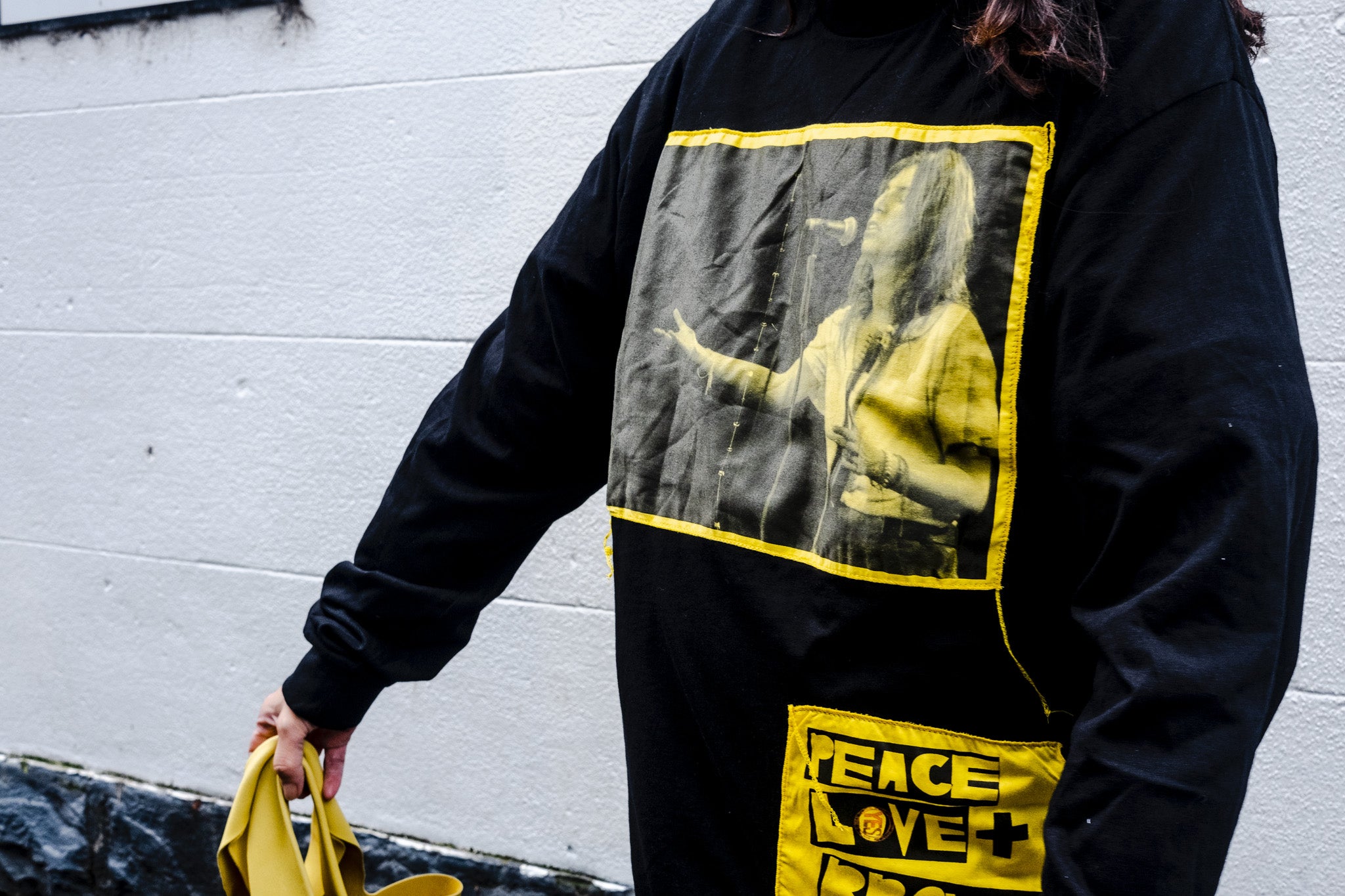 Long Sleeved Black Tee Peace Love and Brown Rice Patti Smith Collection