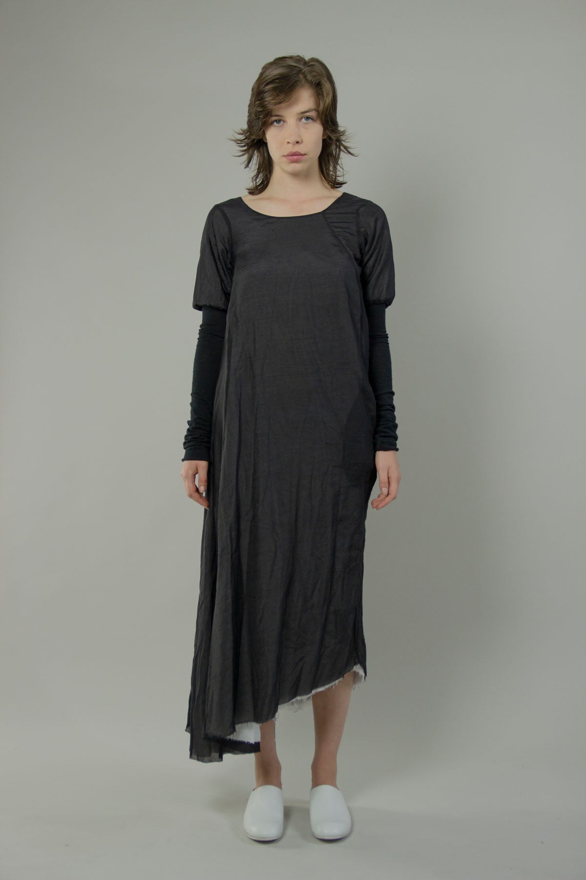 Asymmetric Puff Sleeve Dress